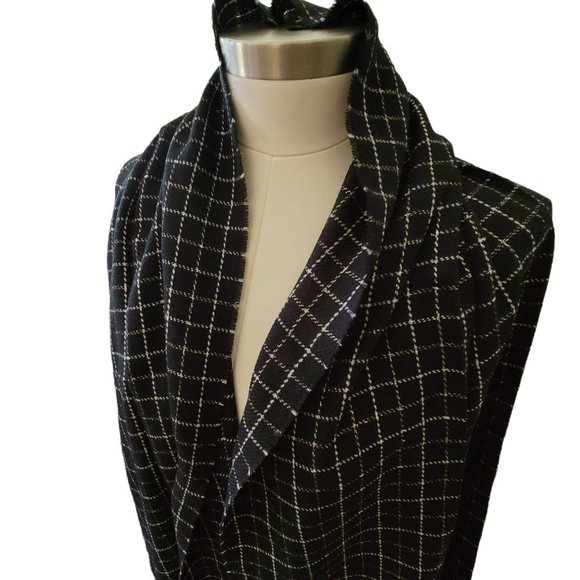 Lands' End Scarf Black Lurex Black White Gold and Red Large 82x36 DH514 - Picture 1 of 8